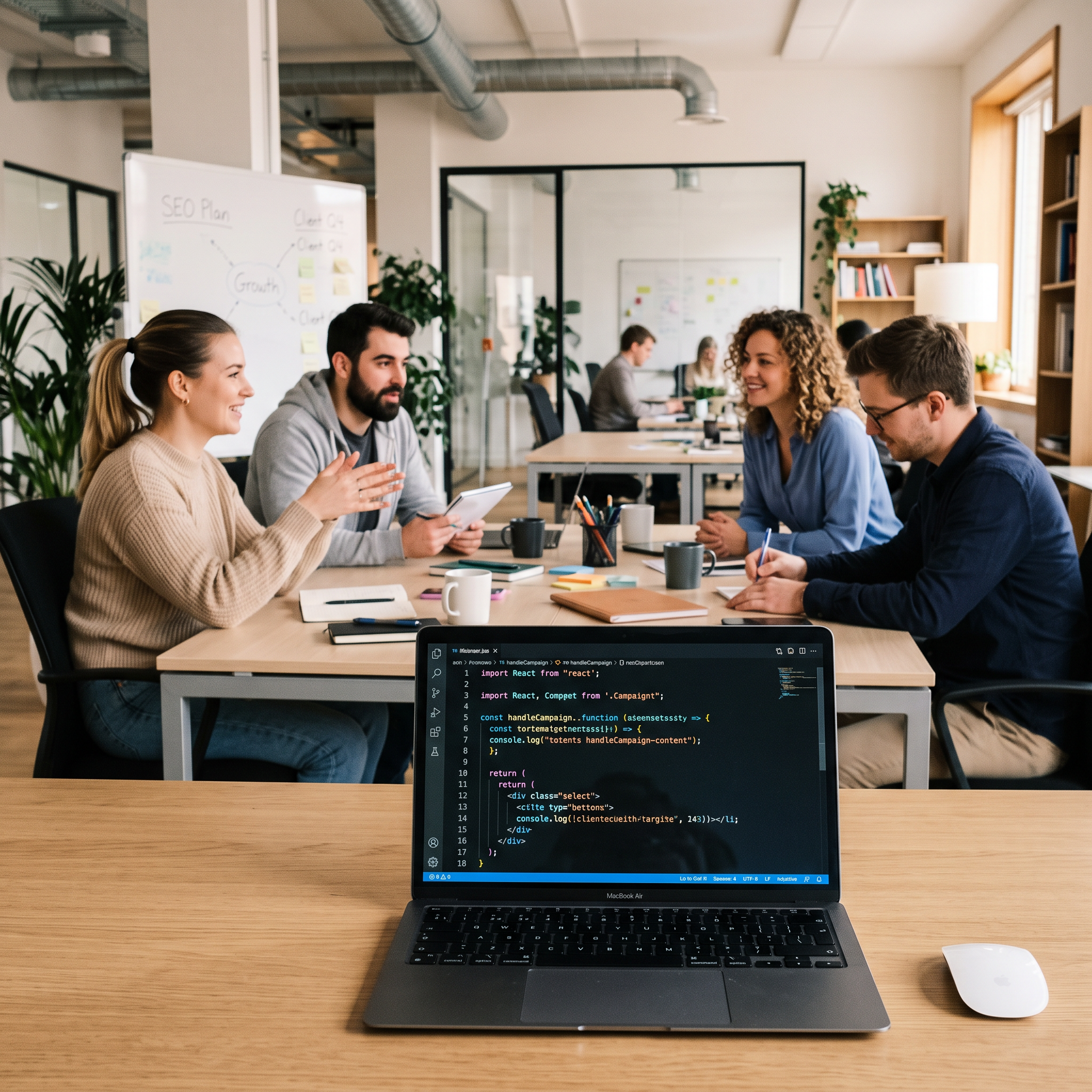 Small team collaborating on a project