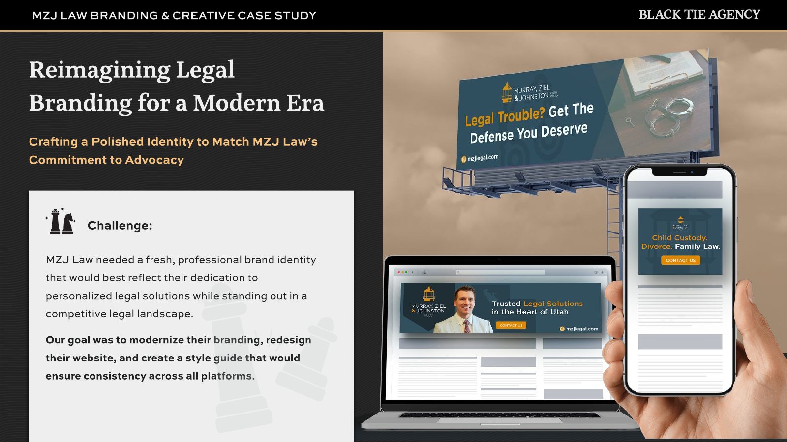 MZJ Law branding case study cover with new logo and website design