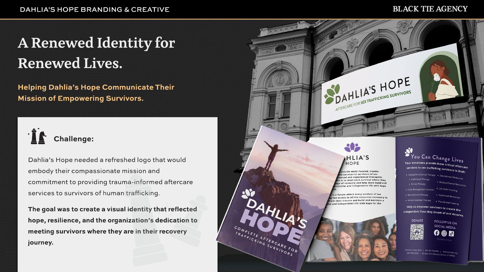 Dahlia's Hope branding case study cover with refreshed nonprofit logo